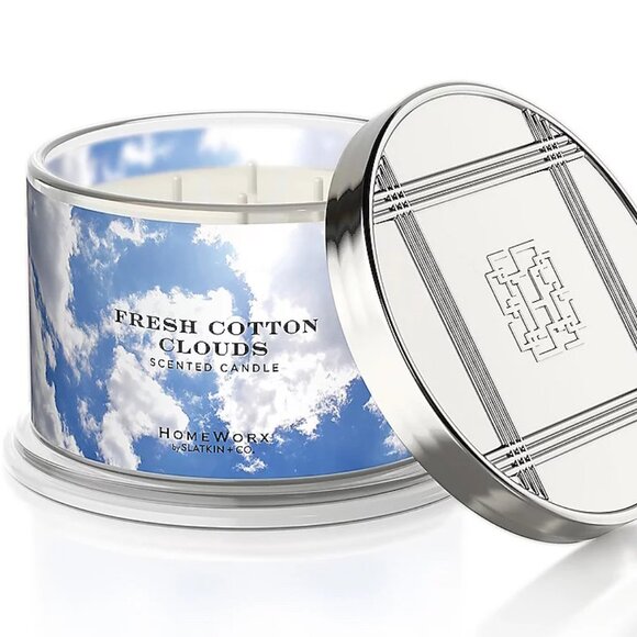 HomeWorx Slatkin 4-Wick Candle FRESH COTTON CLOUDS 18oz - Picture 1 of 2